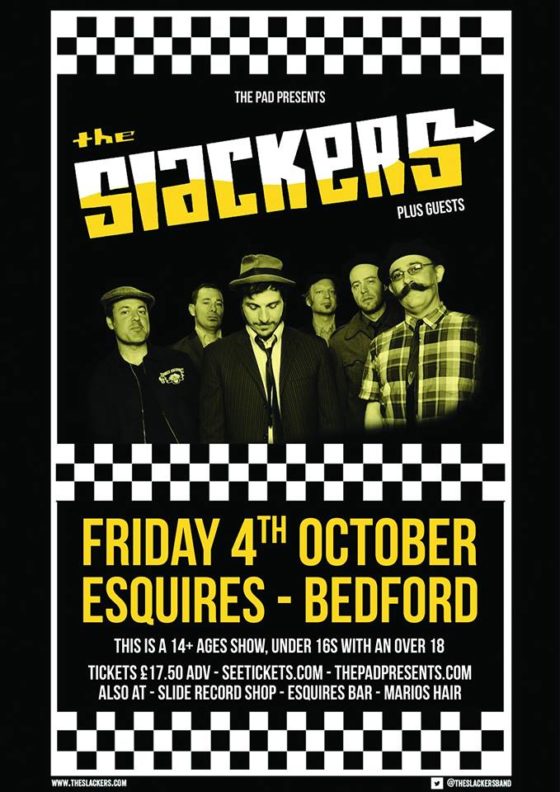 The Slackers Friday 4th October Bedford Esquires