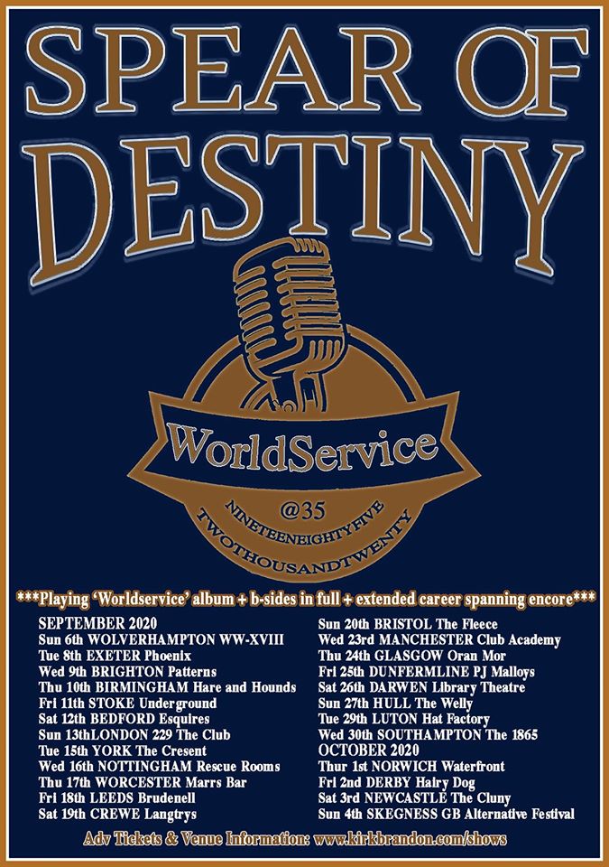 Spear of Destiny World Service 35 Bedford Esquires Saturday 12th September